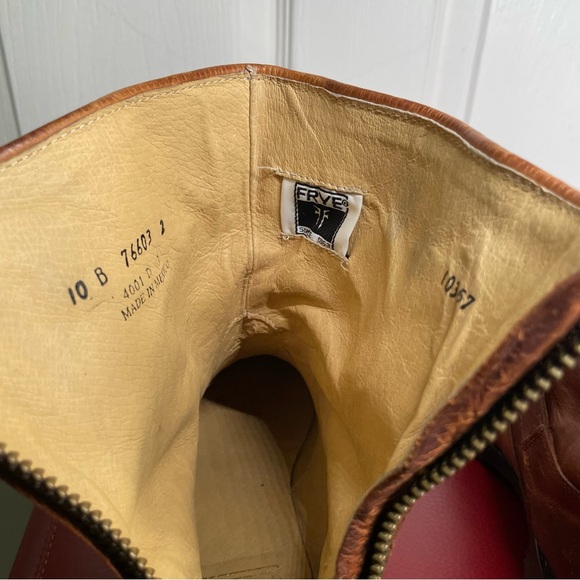 { Frye Moto Boot} Veronica Brown Leather Boots 10 - Picture 14 of 16